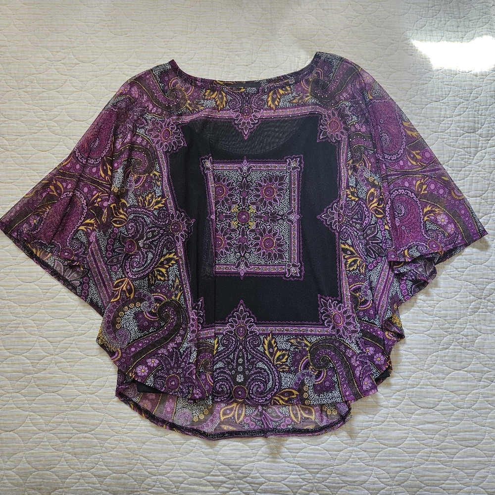 INC Purple Geo Batwing Blouse